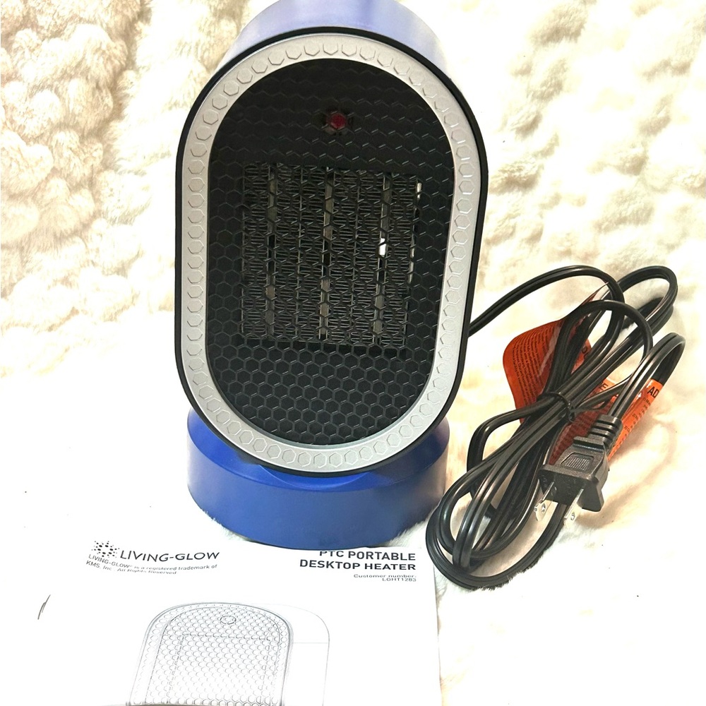 NEW Living Glow Oscillating blue HEATER and FAN 600W 
2 in 1 Ceramic table top